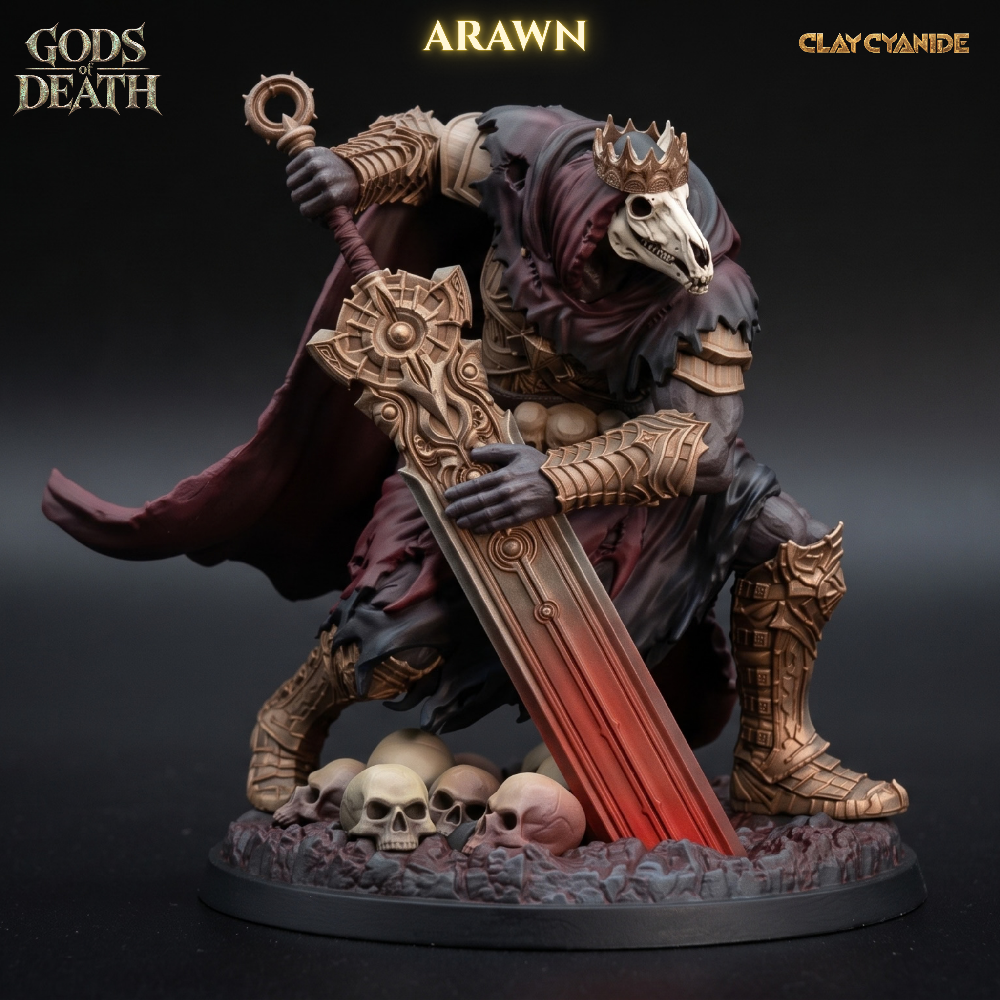 Arawn Gods of Death miniature, original Clay Cyanide color render
