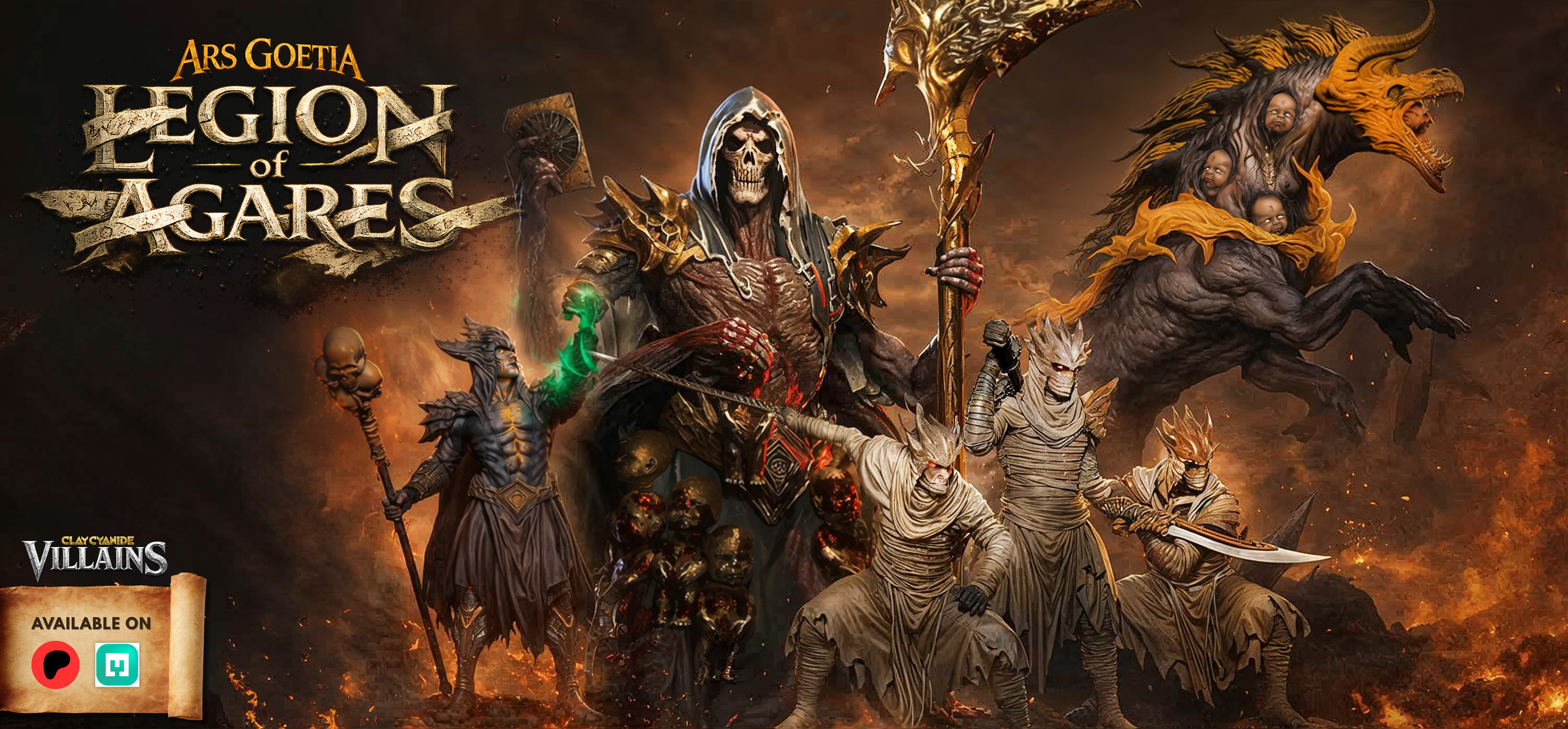 Ars Goetia demon king miniature collection by Clay Cyanide