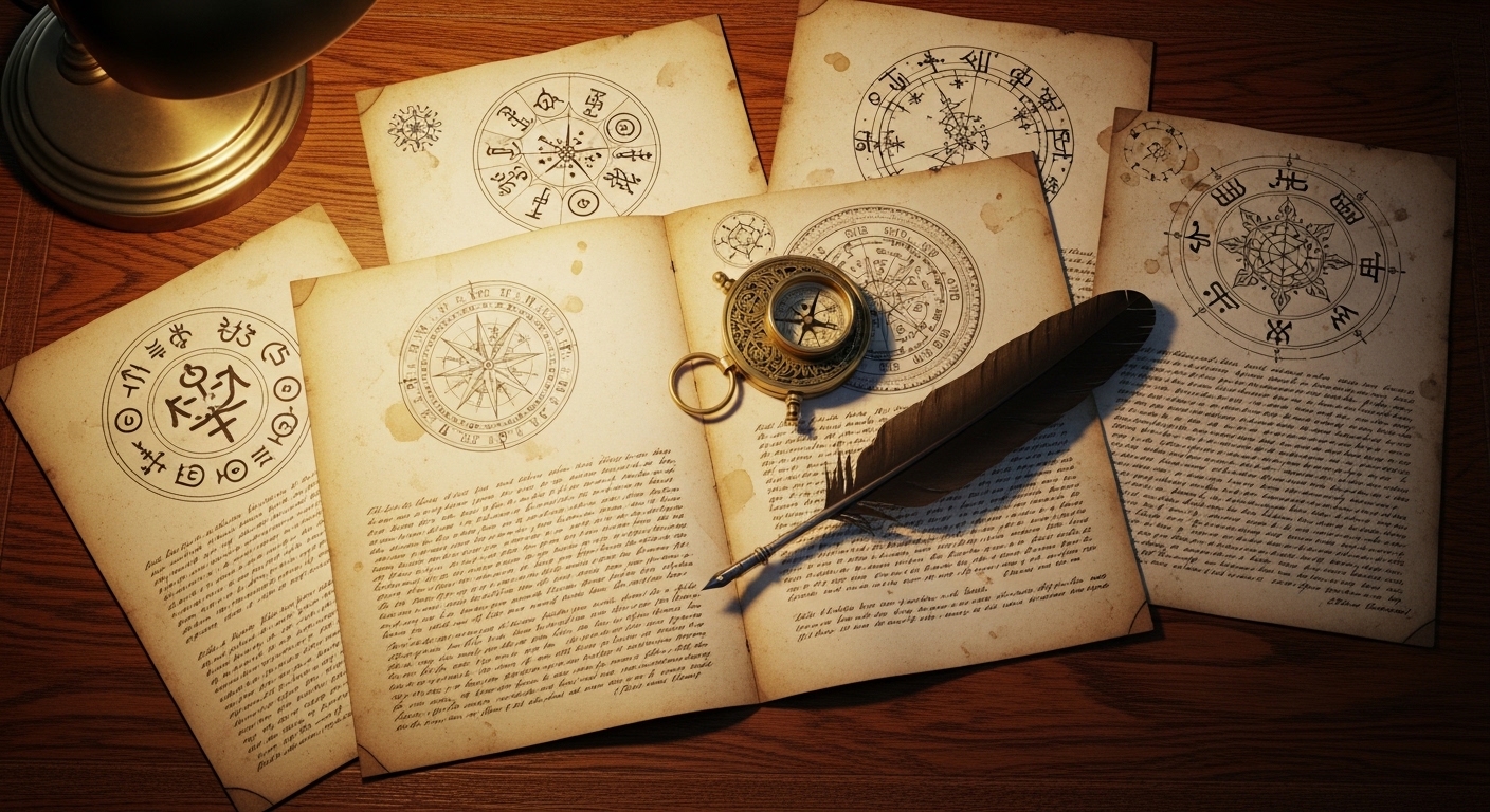 Ancient Ars Goetia manuscript with demon sigils — guide to the 72 spirits of the Lesser Key of Solomon