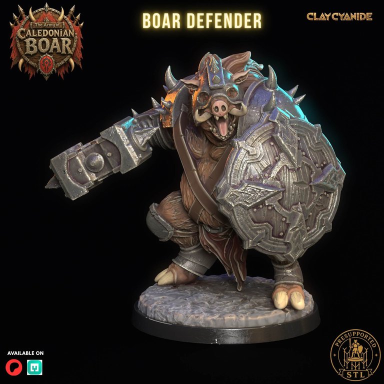 Boar Defender — Army of Caledonian Boar token & 5e stat block by Clay Cyanide