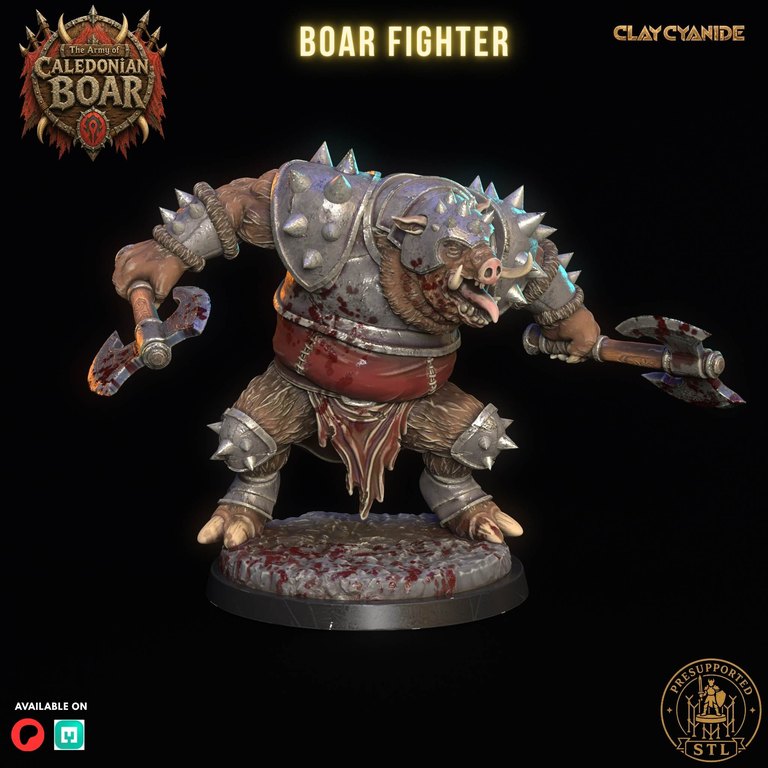 Boar Fighter — Army of Caledonian Boar token & 5e stat block by Clay Cyanide