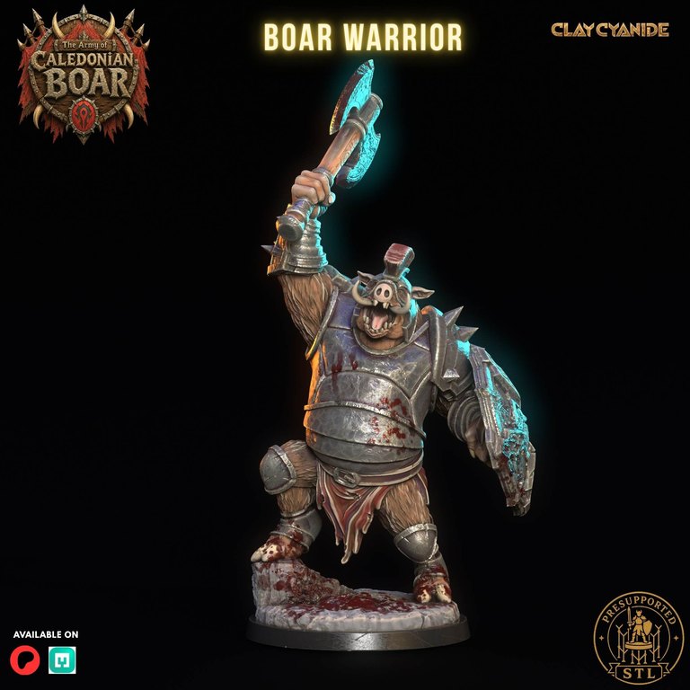 Boar Warrior — Army of Caledonian Boar token & 5e stat block by Clay Cyanide