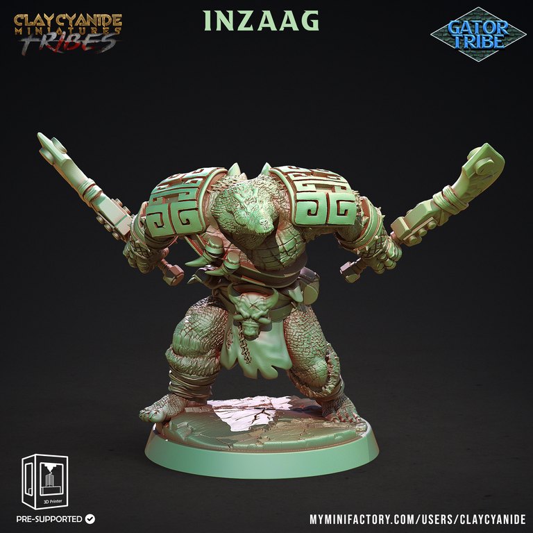 Inzaag — Gator Tribe token & 5e stat block by Clay Cyanide