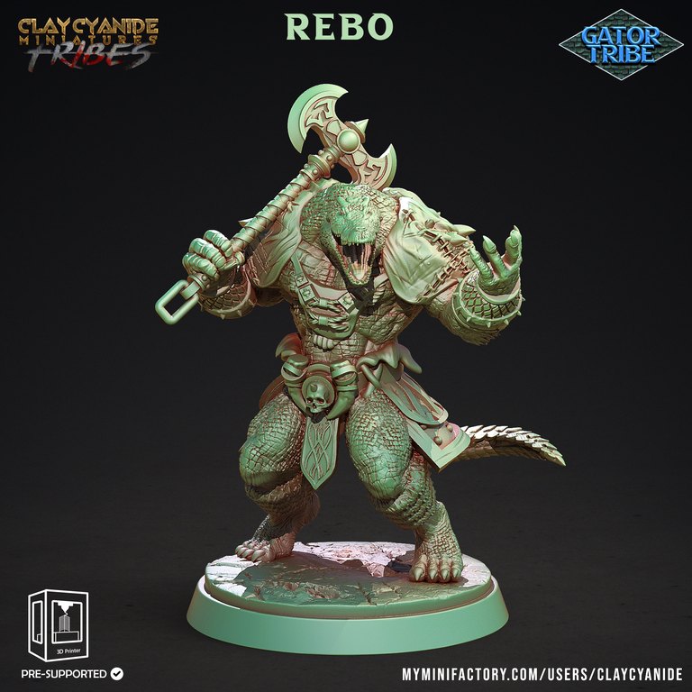 Rebo — Gator Tribe token & 5e stat block by Clay Cyanide