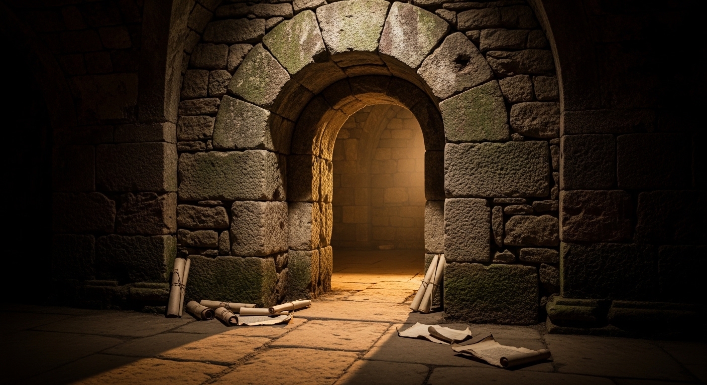 Ancient stone archway with demonic carvings — Clay Cyanide FAQ