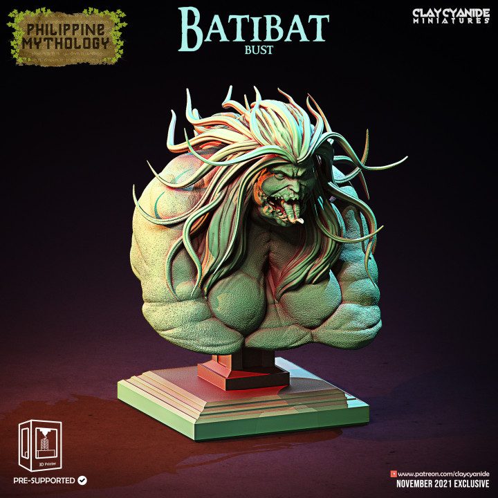 Batibat Bust — Dark Fantasy Busts STL miniature by Clay Cyanide