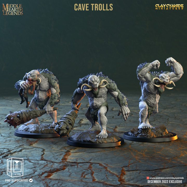 Cave Trolls — Dark Fantasy Monsters STL miniature by Clay Cyanide