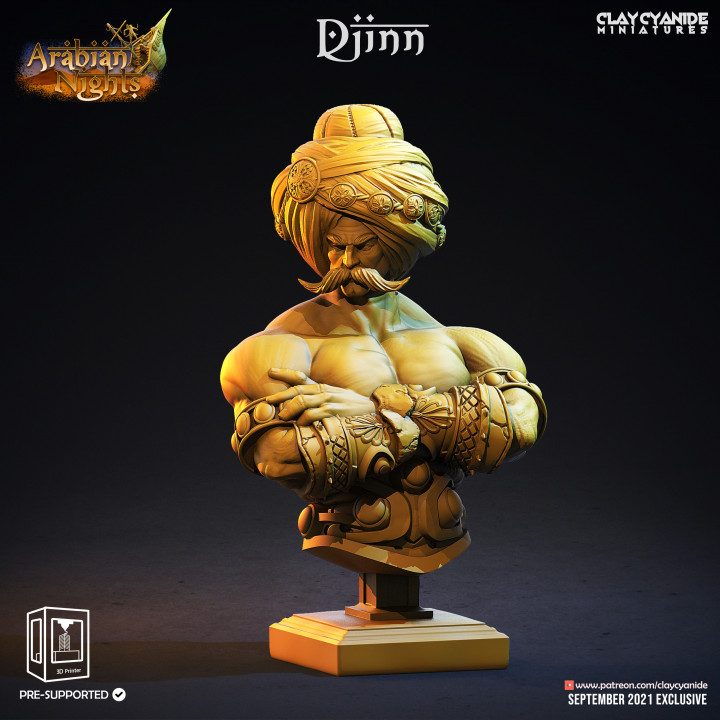 Djinn Bust — Dark Fantasy Busts STL miniature by Clay Cyanide