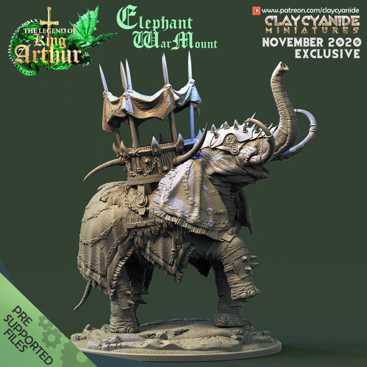 Elephant War Mount — Dark Fantasy Monsters STL miniature by Clay Cyanide