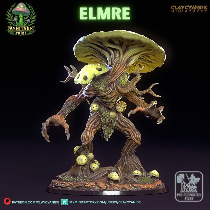 Elmre, West Mushroom Guardian — Dark Fantasy Monsters STL miniature by Clay Cyanide
