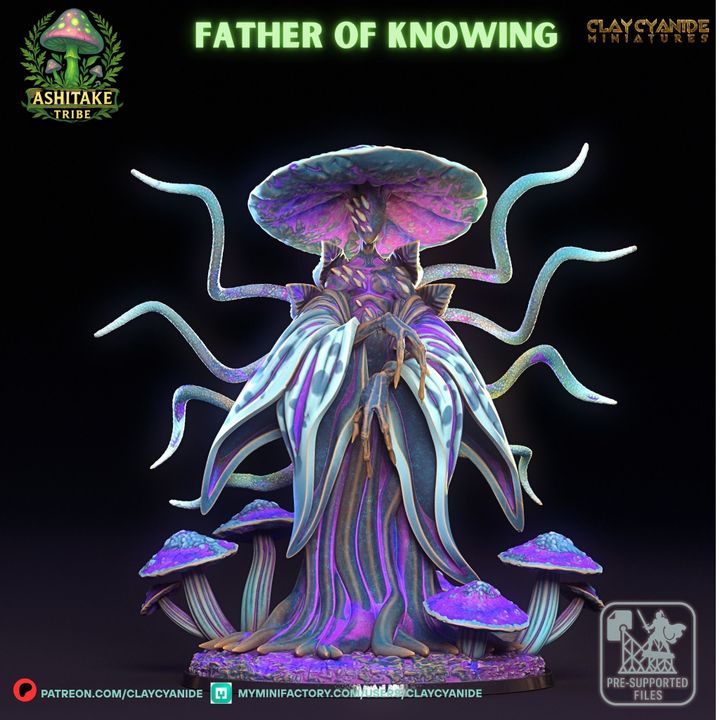 Father of Knowing, Supreme Mushroom Guardian of North — Dark Fantasy Monsters STL miniature by Clay Cyanide