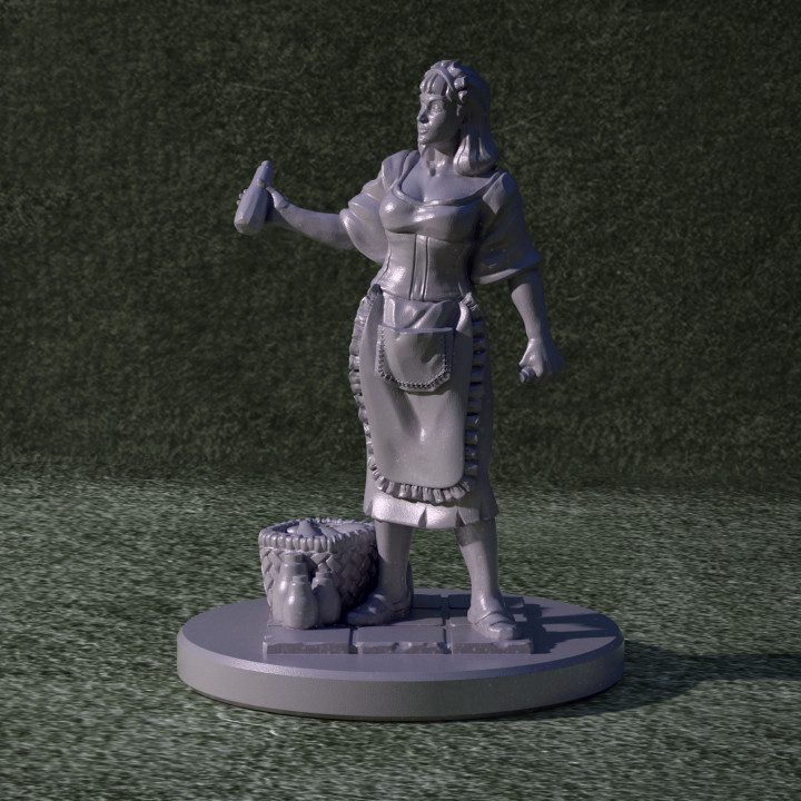 Female Merchant — Fantasy Heroes & Champions STL miniature by Clay Cyanide