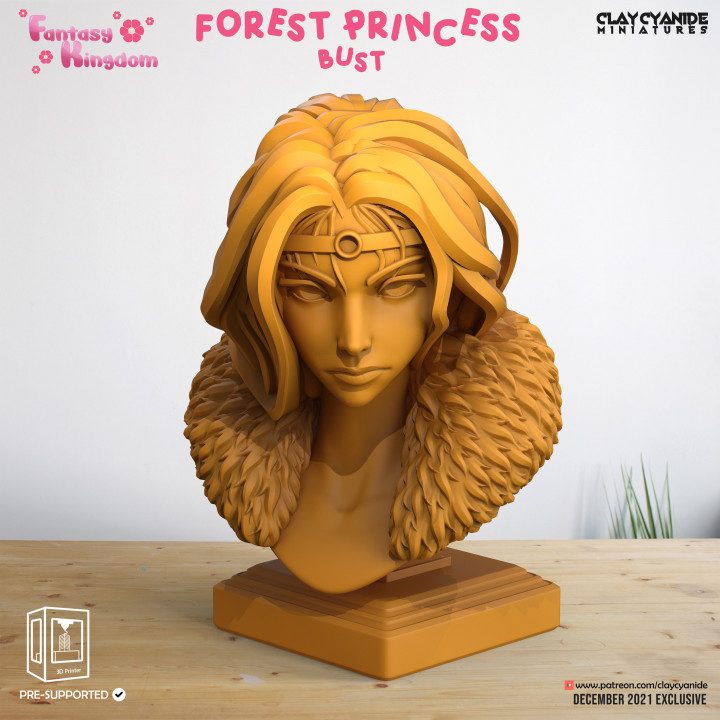 Forest Princess Bust — Dark Fantasy Busts STL miniature by Clay Cyanide