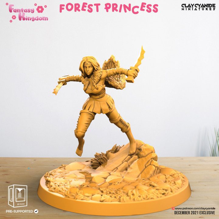 Forest Princess — Fantasy Heroes & Champions STL miniature by Clay Cyanide