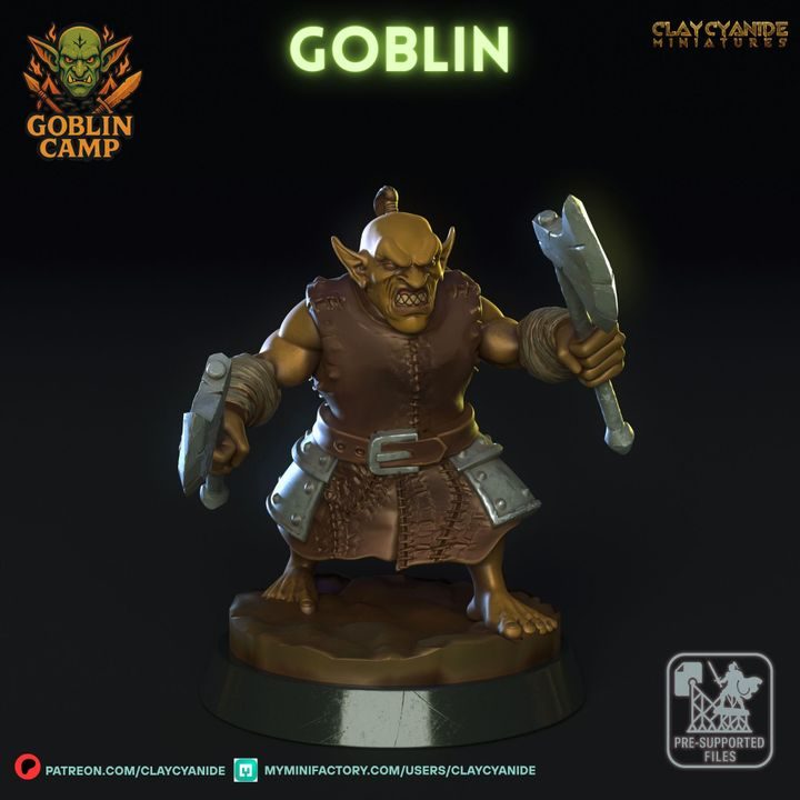 Goblin 5 — Dark Fantasy Monsters STL miniature by Clay Cyanide