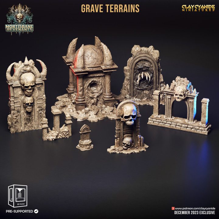 Grave Terrains — Terrain & Dungeon Props STL miniature by Clay Cyanide