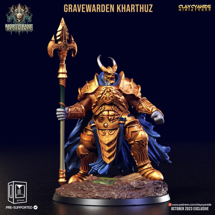 Gravewarden Kharthuz — Undead & Necromancy STL miniature by Clay Cyanide