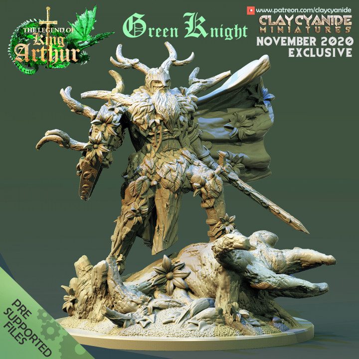 Green Knight — Fantasy Heroes & Champions STL miniature by Clay Cyanide