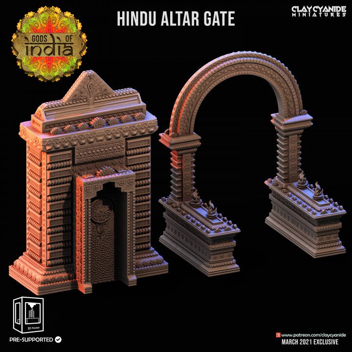 Hindu Altar Gate — Terrain & Dungeon Props STL miniature by Clay Cyanide