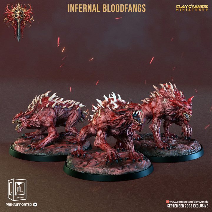 Infernal Bloodfangs — Dark Fantasy Monsters STL miniature by Clay Cyanide