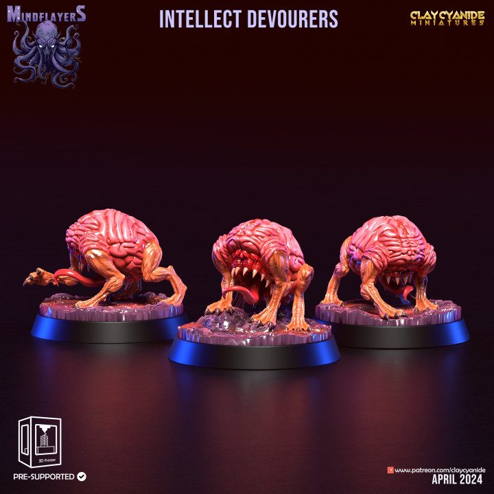 Intellect Devourers — Dark Fantasy Monsters STL miniature by Clay Cyanide