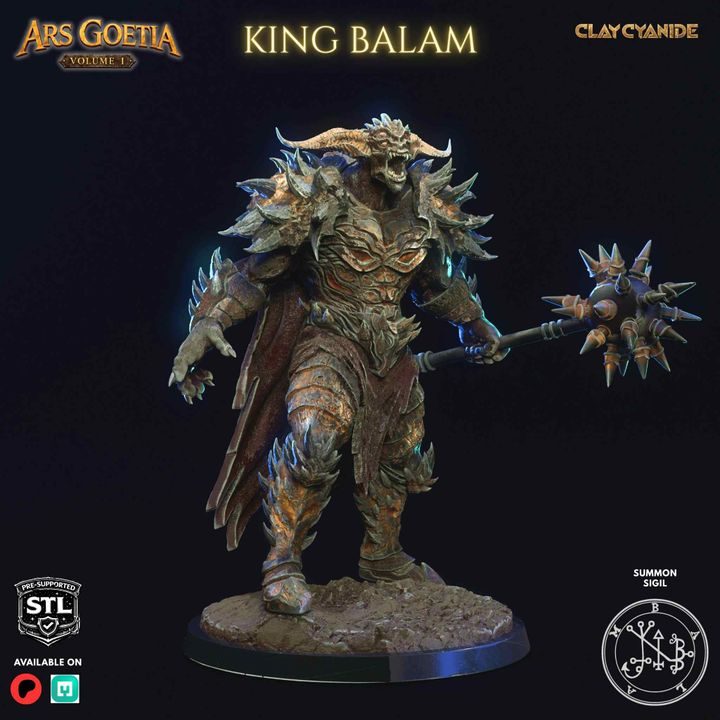 KING BALAM  — Ars Goetia STL miniature by Clay Cyanide