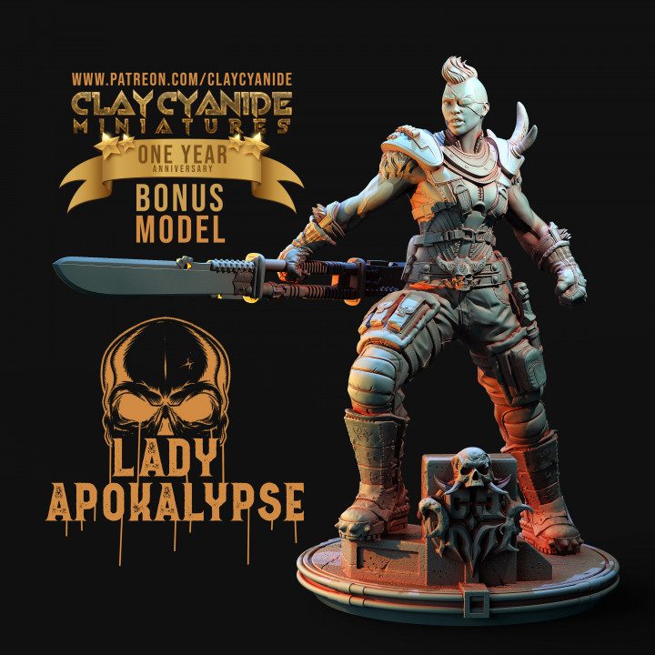Lady Apokalypse — Fantasy Heroes & Champions STL miniature by Clay Cyanide