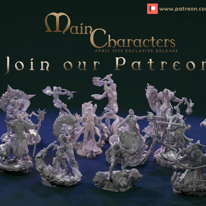 Main Characters — Fantasy Heroes & Champions STL miniature by Clay Cyanide