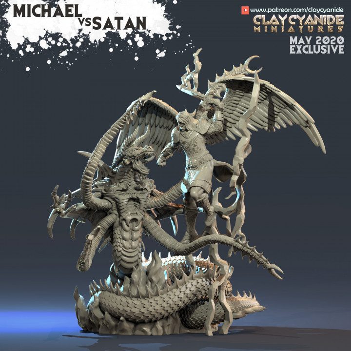 Michael vs Satan — Ars Goetia STL miniature by Clay Cyanide