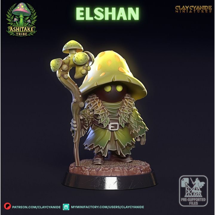 Mushroom Elshan — Dark Fantasy Monsters STL miniature by Clay Cyanide