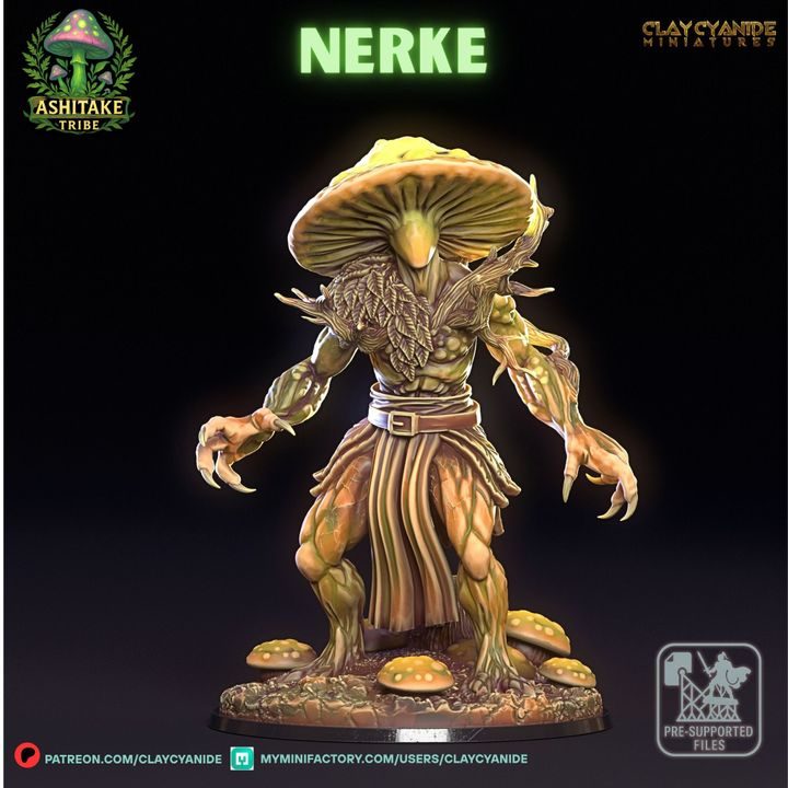 Nerke, East Mushroom Guardian — Dark Fantasy Monsters STL miniature by Clay Cyanide