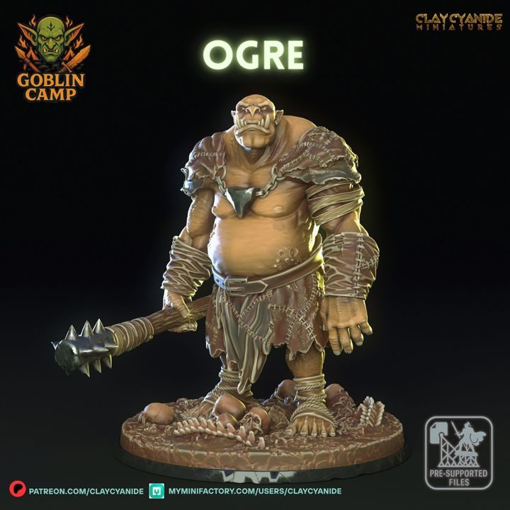 Ogre 1 — Dark Fantasy Monsters STL miniature by Clay Cyanide