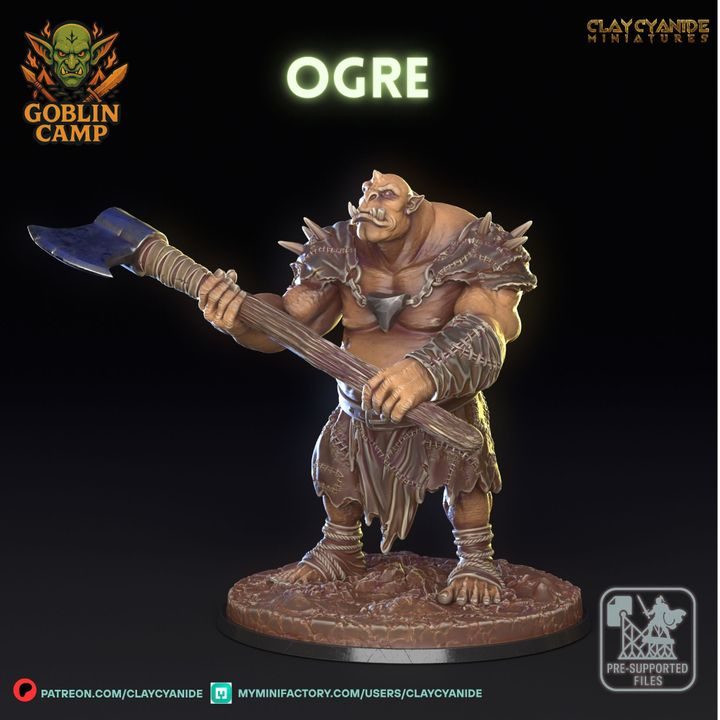 Ogre 2 — Dark Fantasy Monsters STL miniature by Clay Cyanide