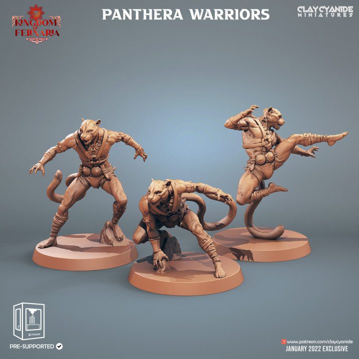 Panthera Warriors — Fantasy Heroes & Champions STL miniature by Clay Cyanide