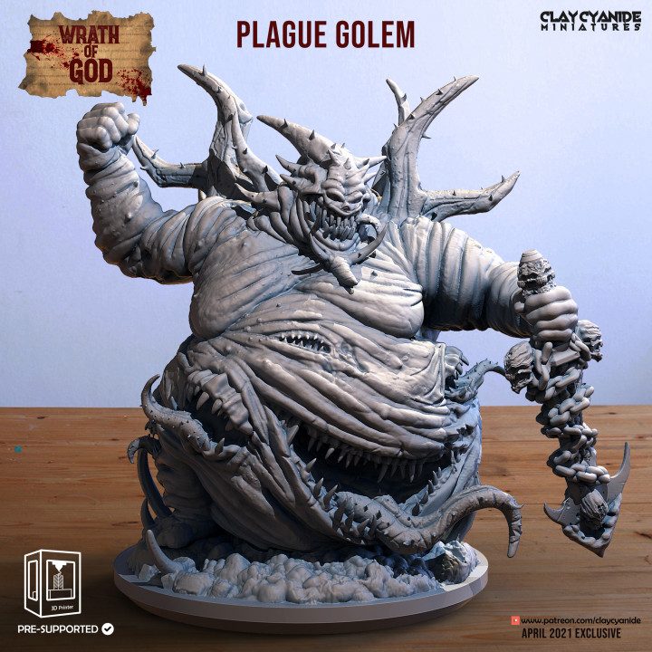 Plague Golem — Dark Fantasy Monsters STL miniature by Clay Cyanide