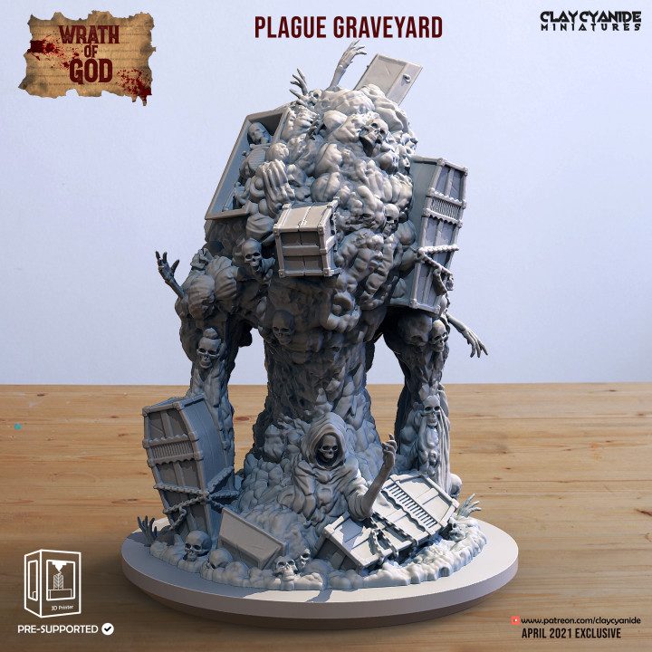 Plague Graveyard — Terrain & Dungeon Props STL miniature by Clay Cyanide