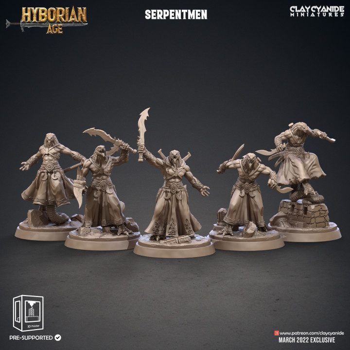 Serpentmen — Dark Fantasy Monsters STL miniature by Clay Cyanide