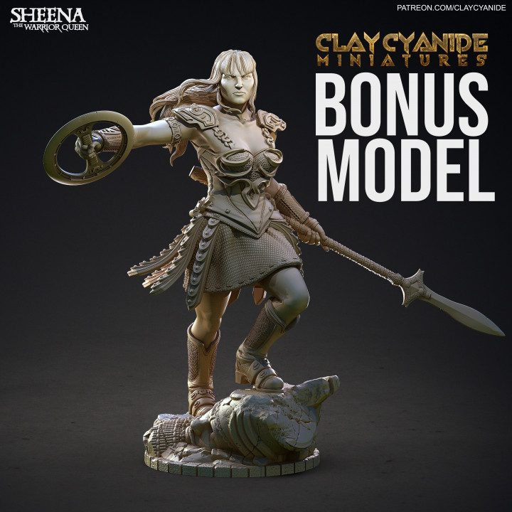 Sheena, the Warrior Queen — Fantasy Heroes & Champions STL miniature by Clay Cyanide