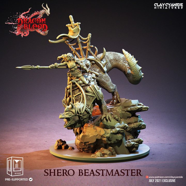 Shero Beastmaster — Fantasy Heroes & Champions STL miniature by Clay Cyanide