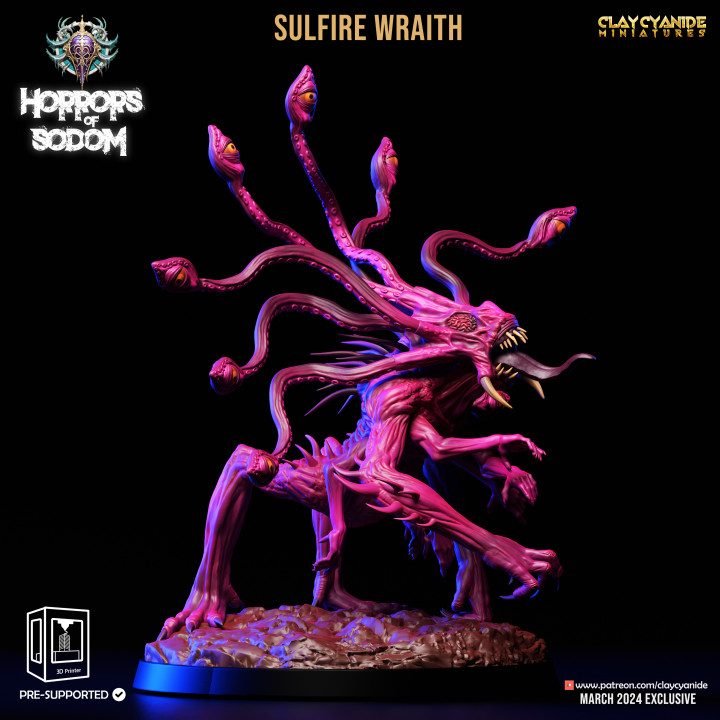 Sulfire Wraith — Undead & Necromancy STL miniature by Clay Cyanide