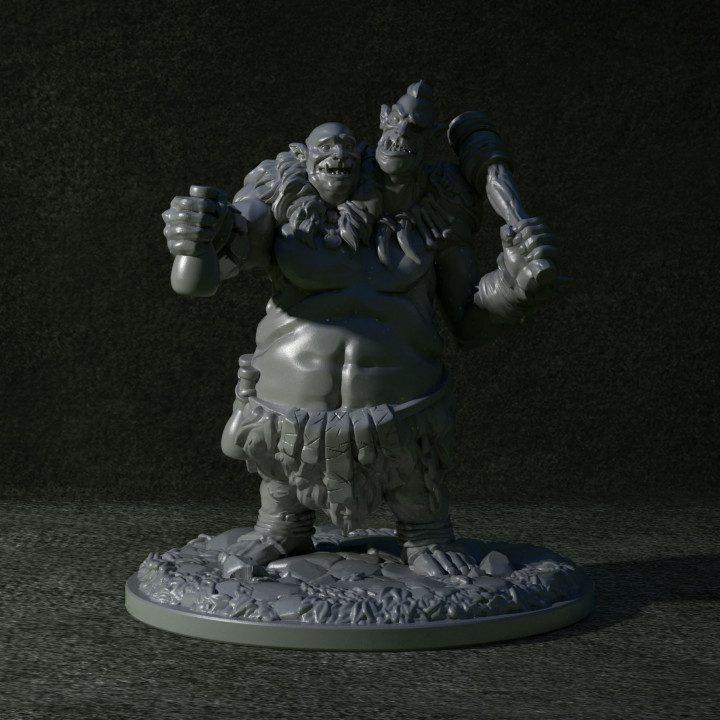 Two-Headed Ogre — Dark Fantasy Monsters STL miniature by Clay Cyanide