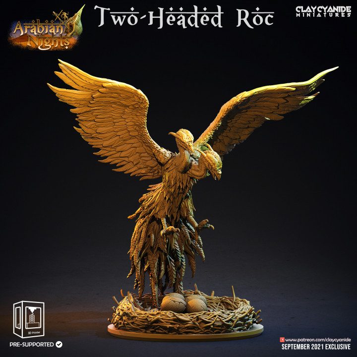 Two-Headed Roc — Dark Fantasy Monsters STL miniature by Clay Cyanide