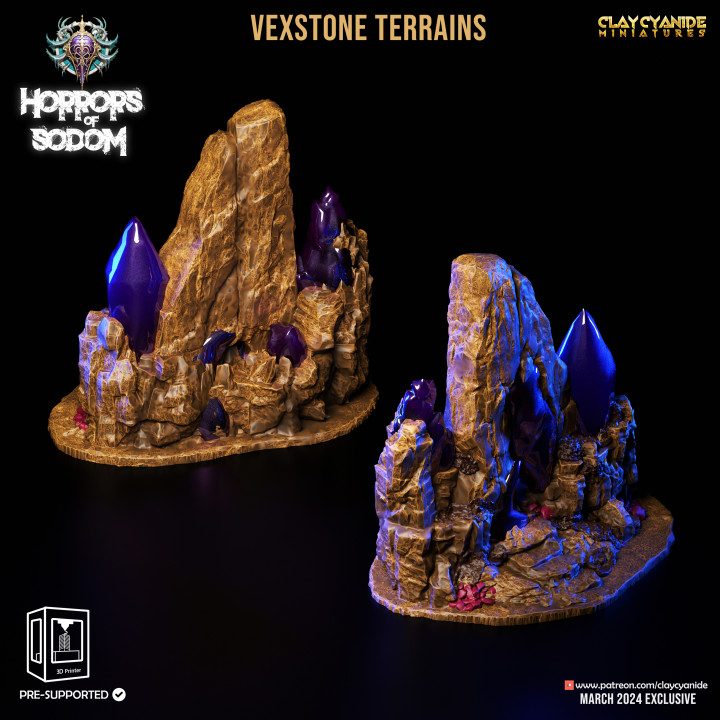 Vexstone Terrain 2 — Terrain & Dungeon Props STL miniature by Clay Cyanide