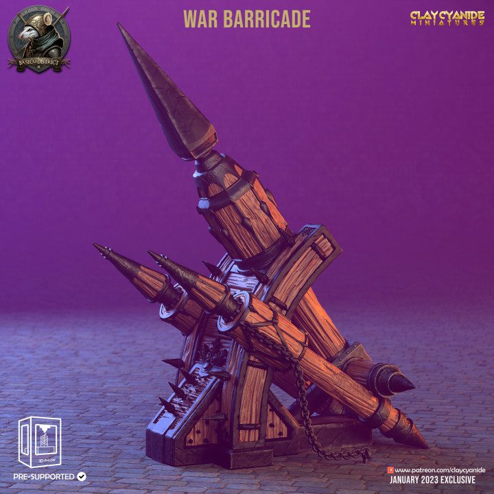 War Barricade — Terrain & Dungeon Props STL miniature by Clay Cyanide