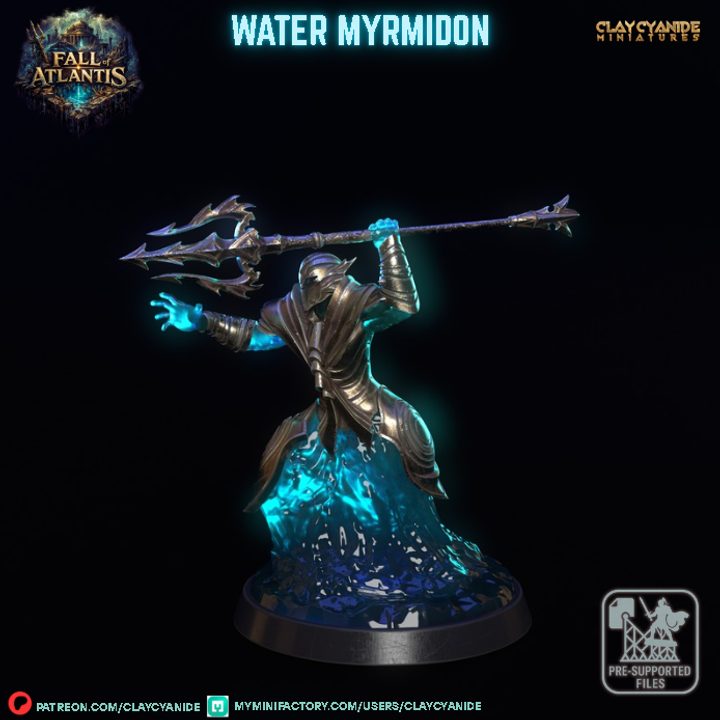 Water Myrmidon 02 — Djinn Chronicles STL miniature by Clay Cyanide