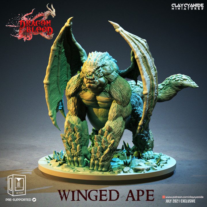 Winged Ape — Dark Fantasy Monsters STL miniature by Clay Cyanide