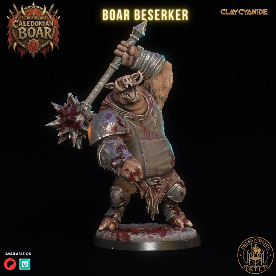 Boar Berserker — blood-drunk and weeping it